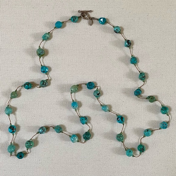 MARGO MORRISON TURQUOISE NECKLACE 36” HANDMADE - Picture 4 of 15